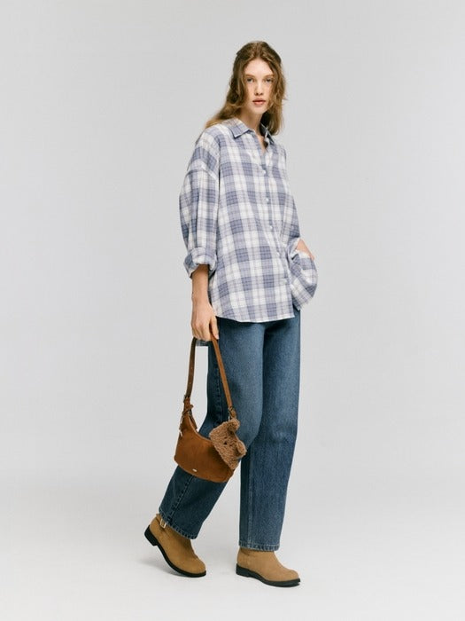 Wconcept_Depound oversized flannel check shirts - blue check