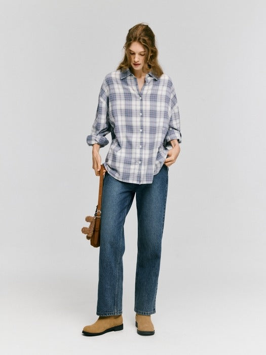 Wconcept_Depound oversized flannel check shirts - blue check