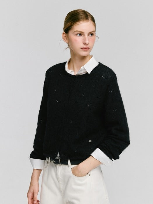 Wconcept_Depound mohair blended skashi cardigan - black