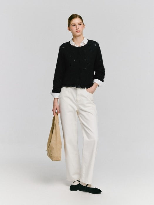Wconcept_Depound mohair blended skashi cardigan - black