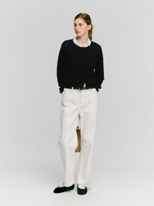 Wconcept_Depound mohair blended skashi cardigan - black