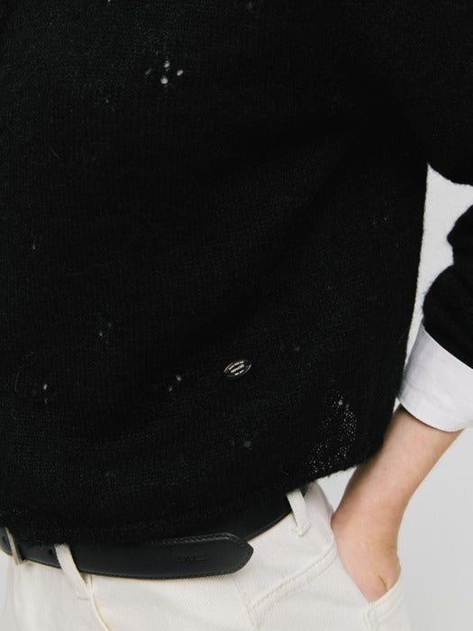 Wconcept_Depound mohair blended skashi cardigan - black