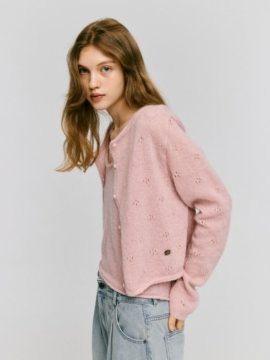 Wconcept_Depound mohair blended skashi cardigan - indian pink