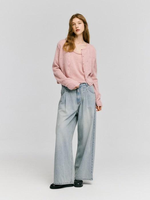 Wconcept_Depound mohair blended skashi cardigan - indian pink