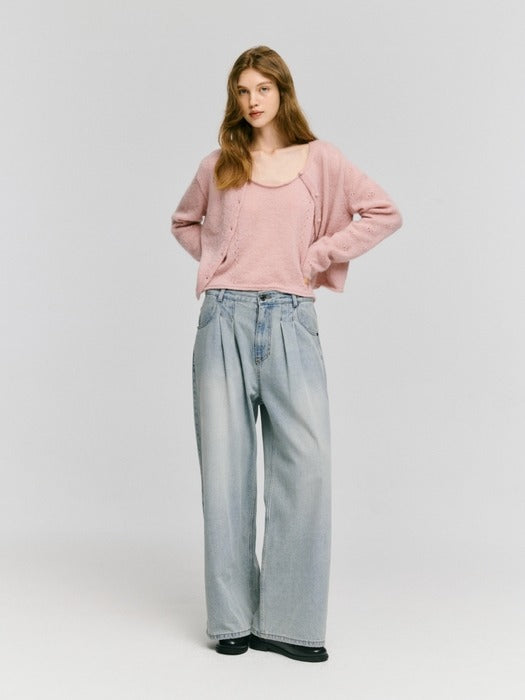Wconcept_Depound mohair blended skashi cardigan - indian pink