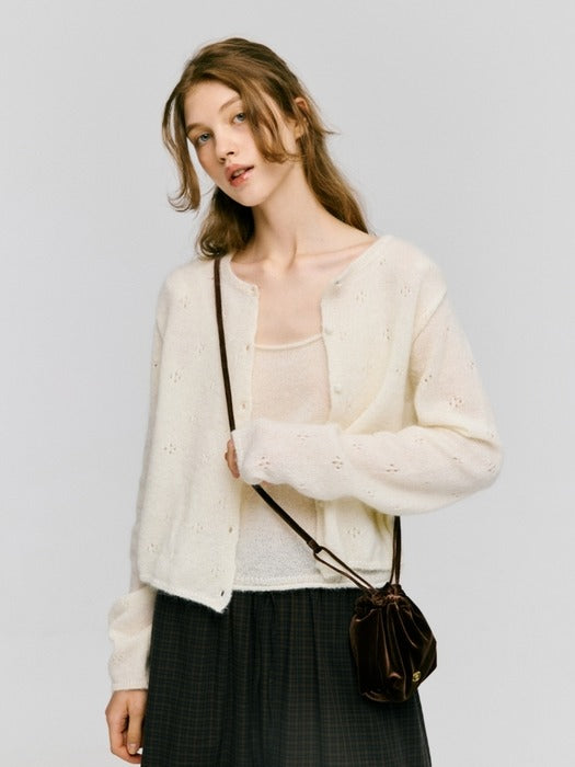 Wconcept_Depound mohair blended skashi cardigan - ivory