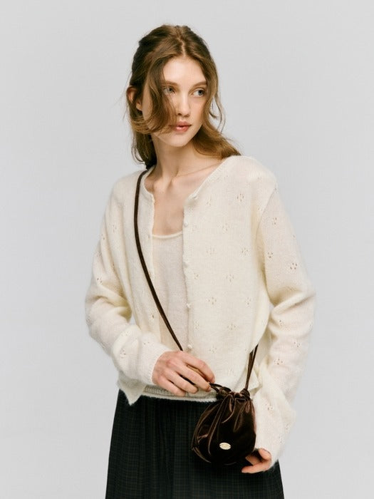 Wconcept_Depound mohair blended skashi cardigan - ivory