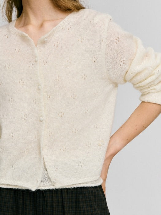 Wconcept_Depound mohair blended skashi cardigan - ivory