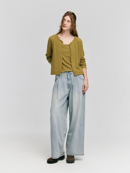 Wconcept_Depound lace sleeveless cardigan set - olive