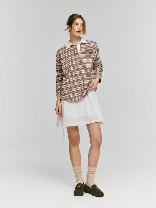 Wconcept_Depound multi stripe rugby t-shirt - indian pink