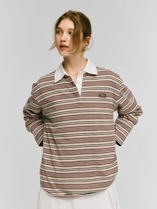 Wconcept_Depound multi stripe rugby t-shirt - indian pink