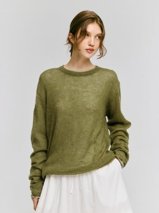Wconcept_Depound mohair blended skashi pullover - olive