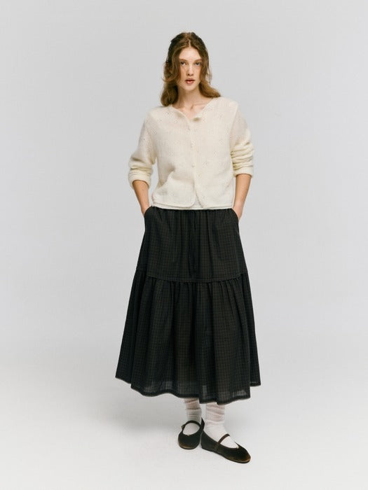 Wconcept_Depound check tiered long skirt - brown check