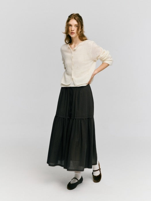 Wconcept_Depound check tiered long skirt - brown check