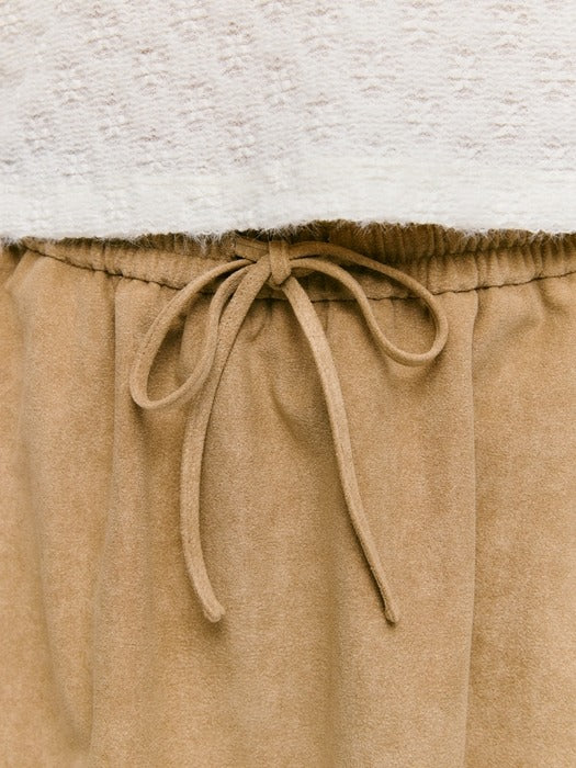 Wconcept_Depound suede banding skirt - beige