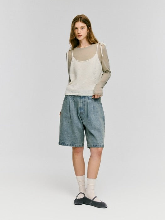 Wconcept_Depound tuck wide half denim pants - light blue