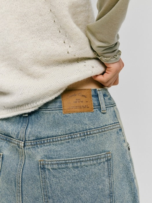 Wconcept_Depound tuck wide half denim pants - light blue