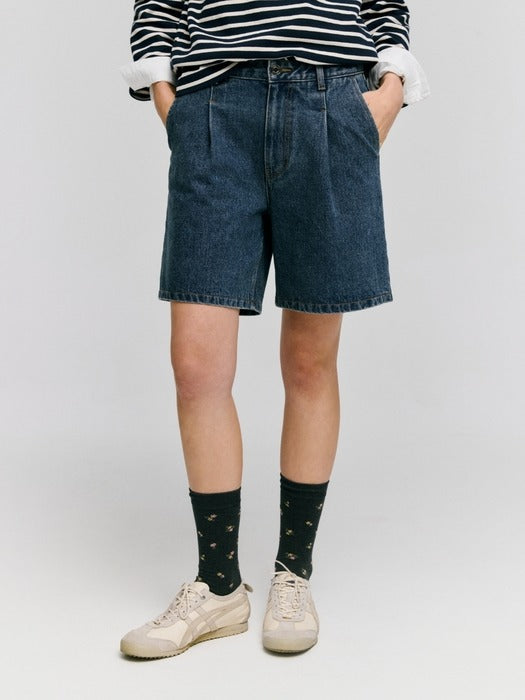 Wconcept_Depound color half denim pants - medium blue