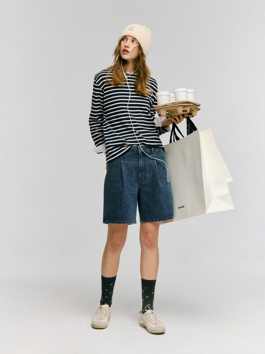 Wconcept_Depound color half denim pants - medium blue