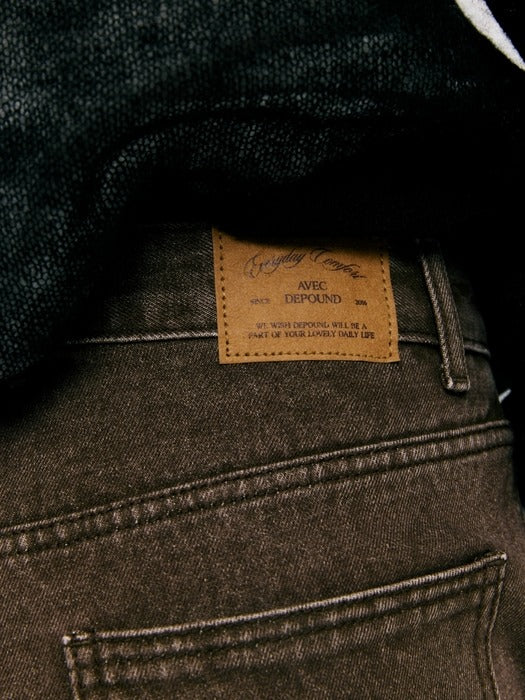 Wconcept_Depound color half denim pants - brown
