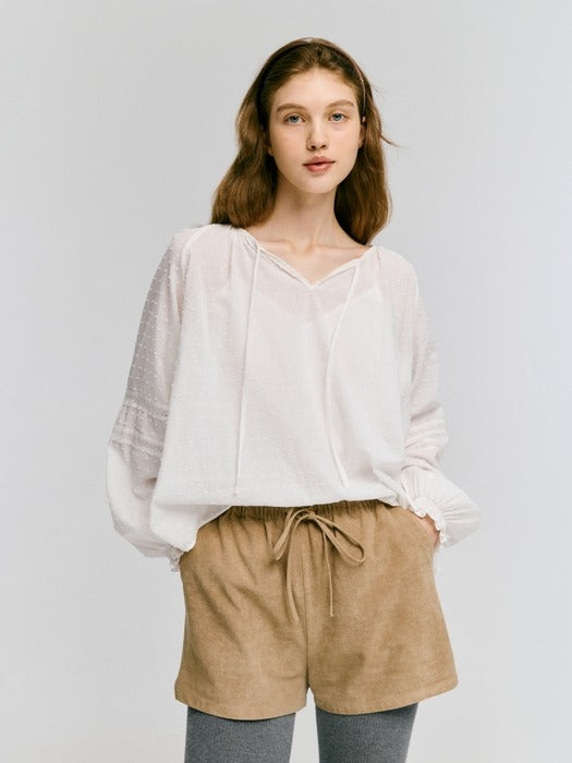 Wconcept_Depound suede banding shorts - beige
