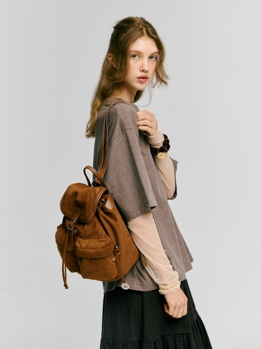 Wconcept_Depound double pocket suede backpack - brown