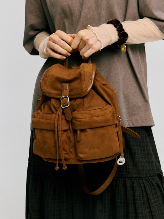 Wconcept_Depound double pocket suede backpack - brown