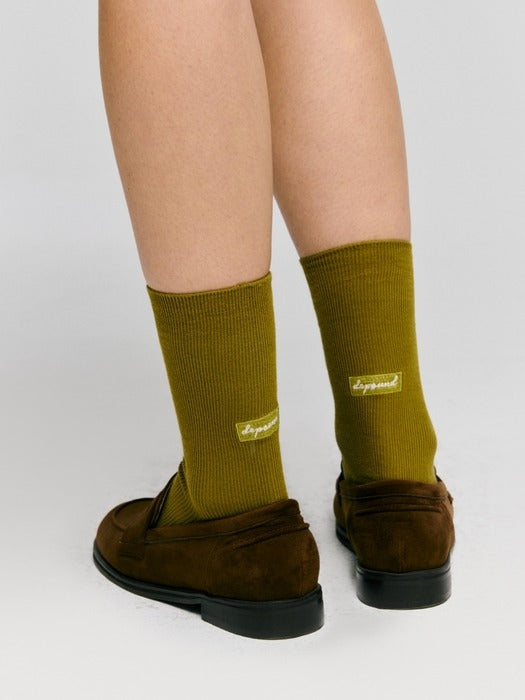 Wconcept_Depound cursive logo socks - olive