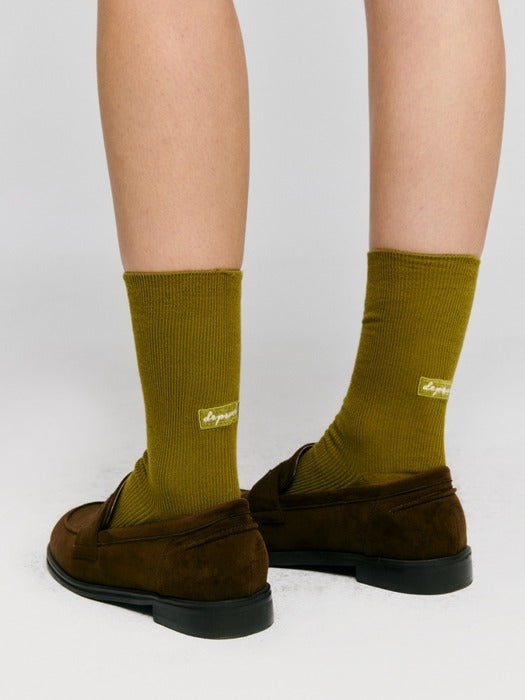 Wconcept_Depound cursive logo socks - olive