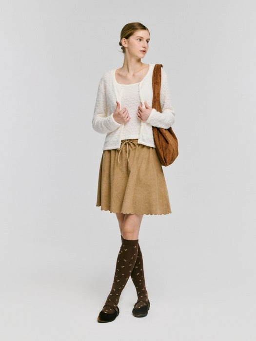 Wconcept_Depound flower pattern knee socks - brown