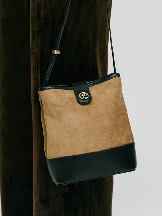 Wconcept_Depound suede town bag (bucket shoulder) - brown+black