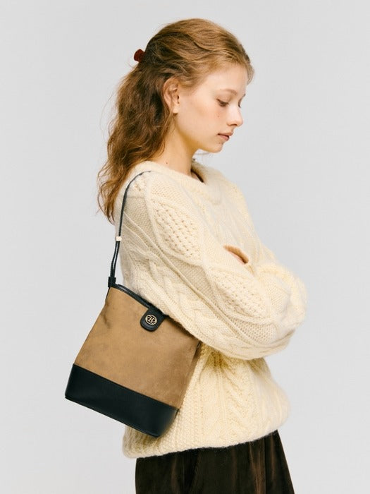 Wconcept_Depound suede town bag (bucket shoulder) - brown+black