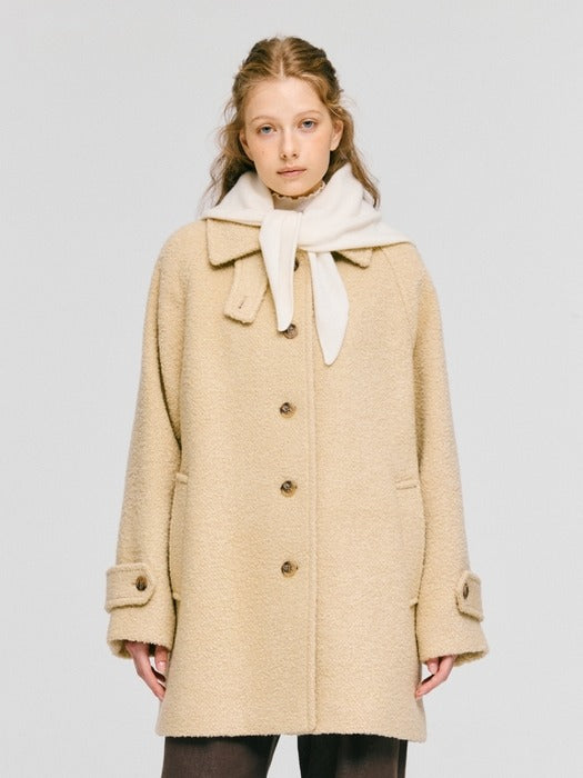 Wconcept_Depound boucle balmacaan half coat - butter