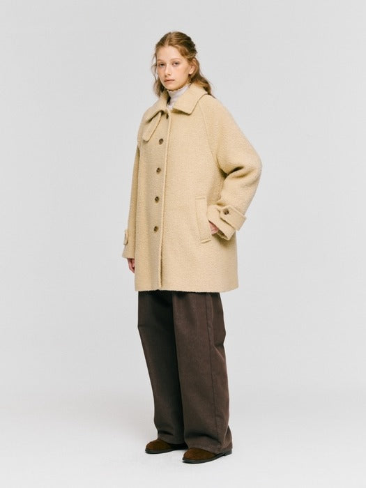 Wconcept_Depound boucle balmacaan half coat - butter