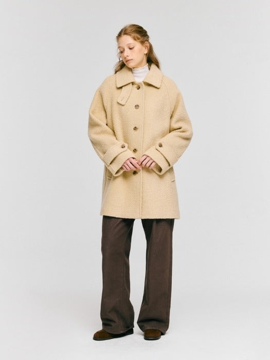 Wconcept_Depound boucle balmacaan half coat - butter