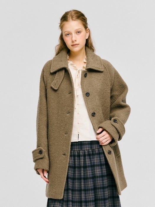 Wconcept_Depound boucle balmacaan half coat - brown