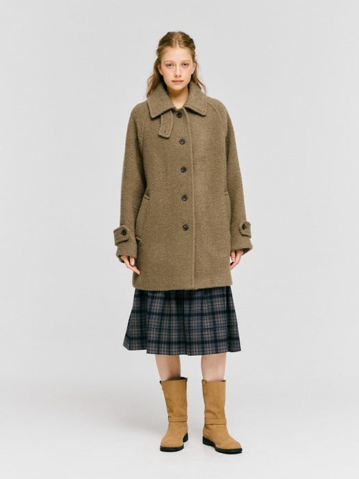 Wconcept_Depound boucle balmacaan half coat - brown
