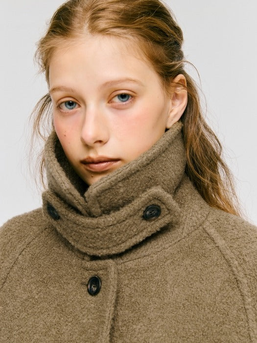 Wconcept_Depound boucle balmacaan half coat - brown