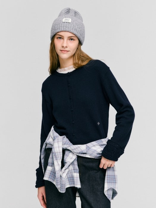 Wconcept_Depound jacquard point cardigan - navy