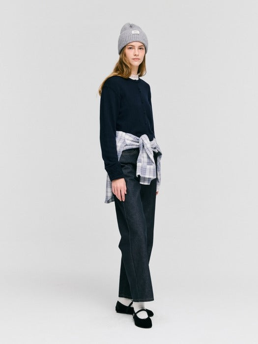 Wconcept_Depound jacquard point cardigan - navy