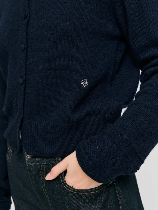Wconcept_Depound jacquard point cardigan - navy