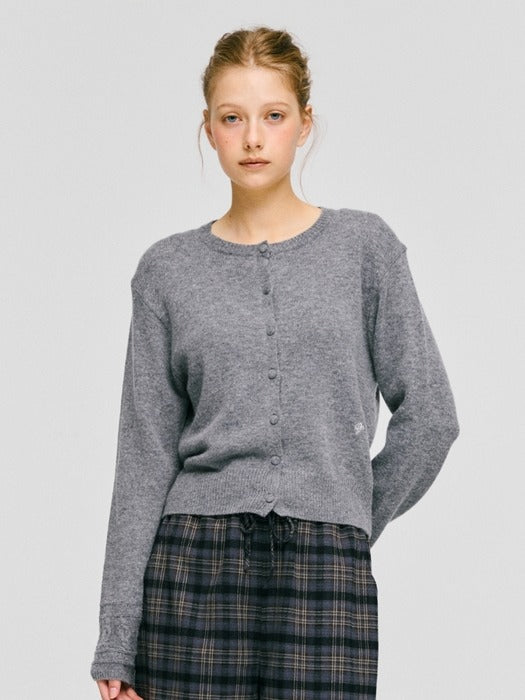 Wconcept_Depound jacquard point cardigan - melange grey