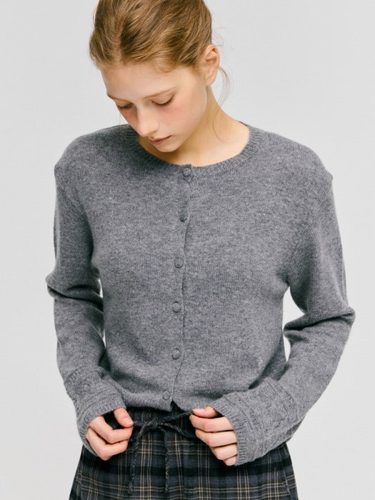 Wconcept_Depound jacquard point cardigan - melange grey