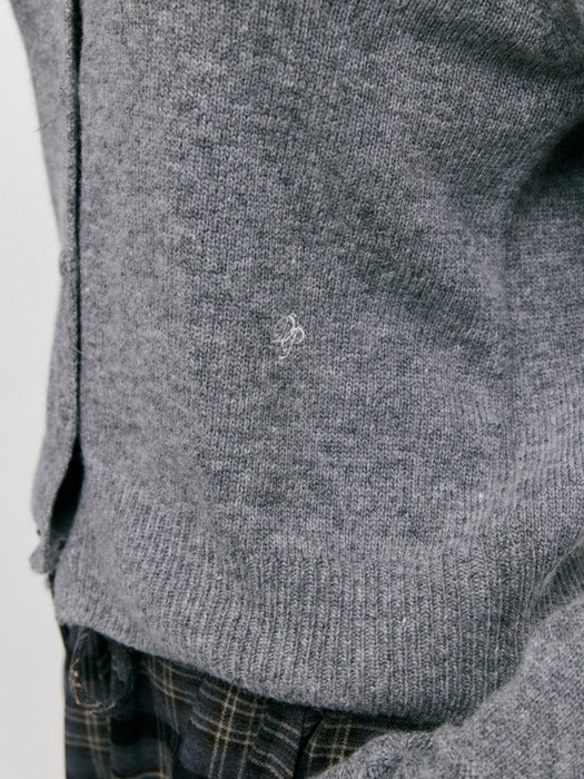 Wconcept_Depound jacquard point cardigan - melange grey