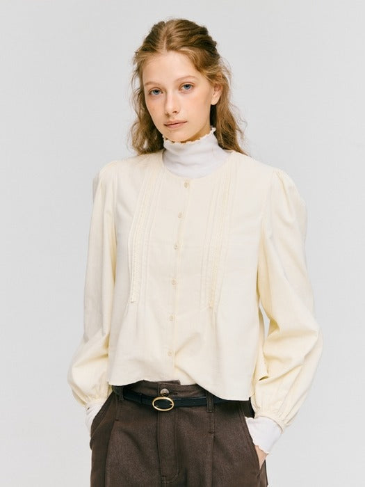 Wconcept_Depound corduroy pintuck blouse - cream