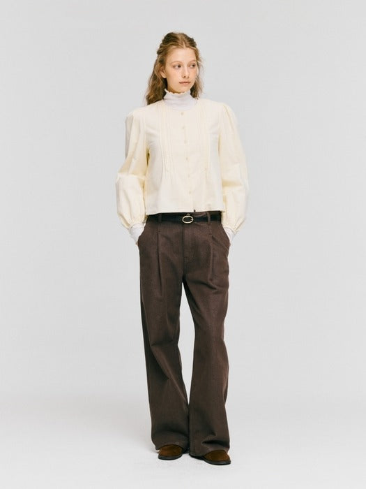 Wconcept_Depound corduroy pintuck blouse - cream