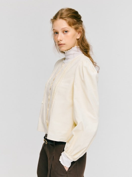 Wconcept_Depound corduroy pintuck blouse - cream
