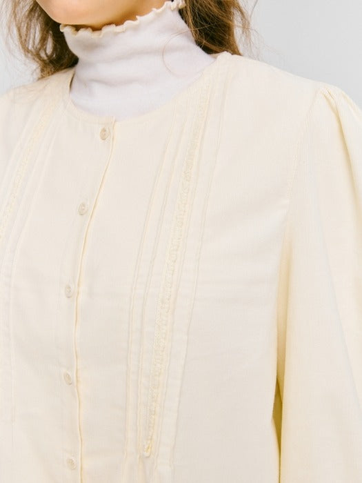 Wconcept_Depound corduroy pintuck blouse - cream