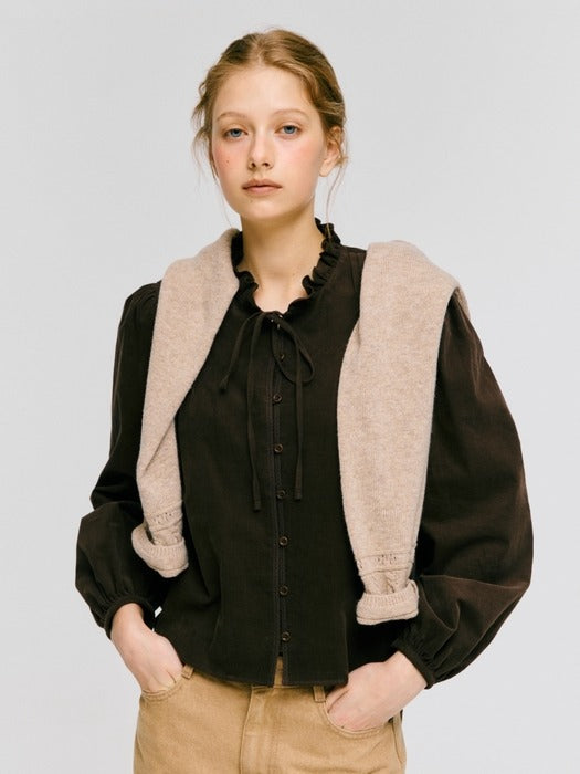 Wconcept_Depound corduroy frill blouse - brown