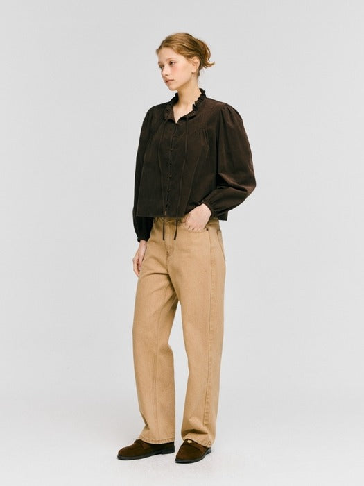 Wconcept_Depound corduroy frill blouse - brown